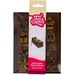 Decoraciones de Chocolate Oro Navidad 12 ud Funcakes
