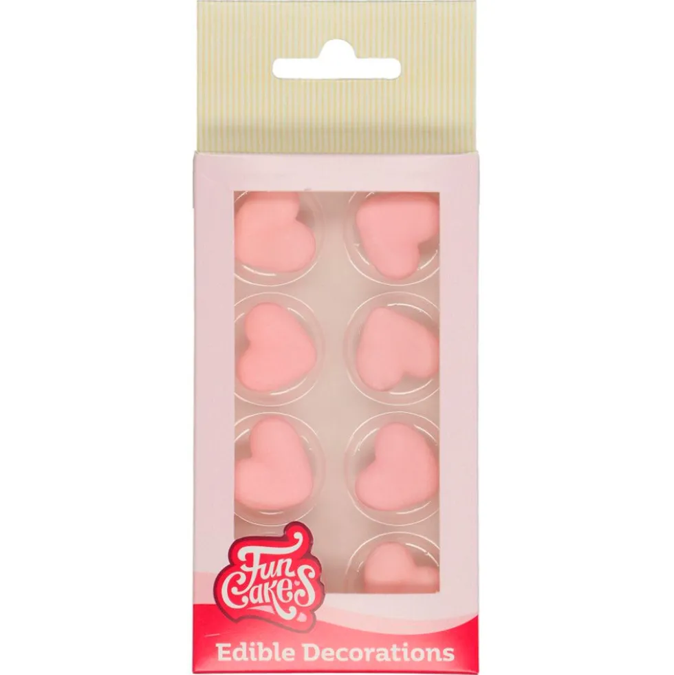 Decoraciones de Azúcar Corazones Rosas 8 ud