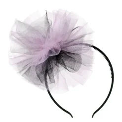 Diadema Decoración de Tul Negro y Lila