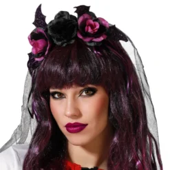 Diadema Halloween con Flores y Velo