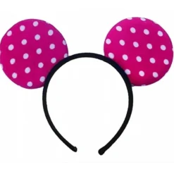 Diadema Orejas Ratón Fucsia con Lunares
