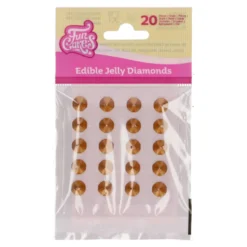 Diamantes Comestibles de Gelatina Oro Perlado 20 ud - Funcakes