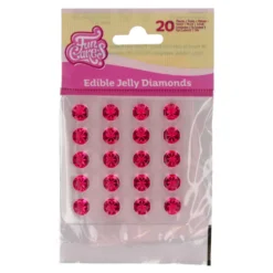 Diamantes Comestibles de Gelatina Rosa 20 ud - Funcakes