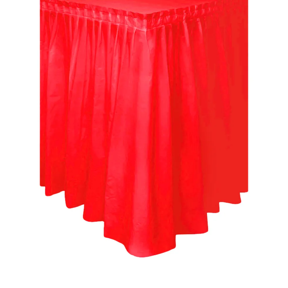 Falda de Plástico para Mesa Roja