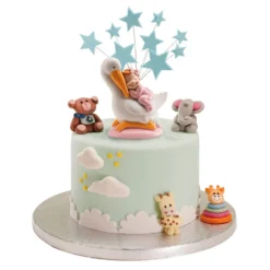 Figura Bautizo Cigüeña Dormida Rosa 10 cm