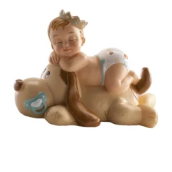 Figura Bautizo Niño Durmiendo con Perro 9 cm