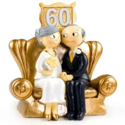 Figura para Tarta Bodas de Diamante Pareja Sentada 60 Aniversario