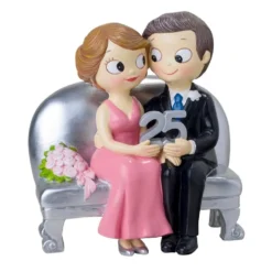 Figura para Tarta Bodas de Plata Novios Sentados 15 cm - Mopec