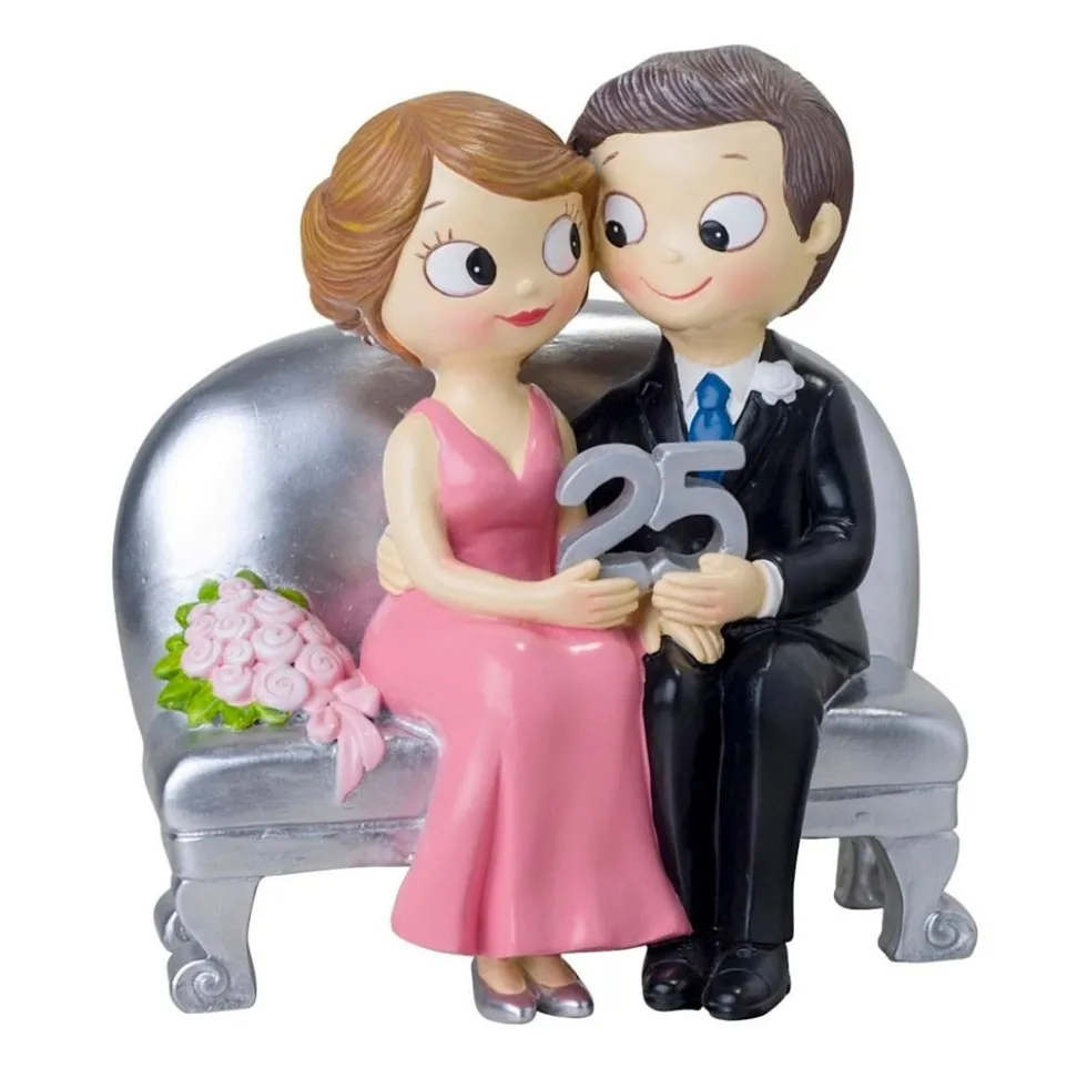Figura para Tarta Bodas de Plata Novios Sentados 15 cm - Mopec