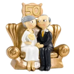 Figura para Tarta Bodas de Oro Pareja Sentada 16,5 cm - Mopec