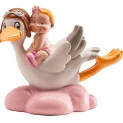 Figura para tarta Cigüeña sobre Nube Niña 10 cm