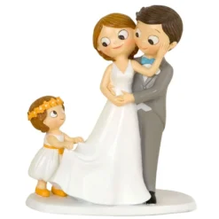 Figura para Tarta de Boda Novio y Novia con Niña 21,5 cm