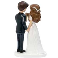 Figura para Tarta de Boda Novio Moreno y Novia Brindando 19 cm