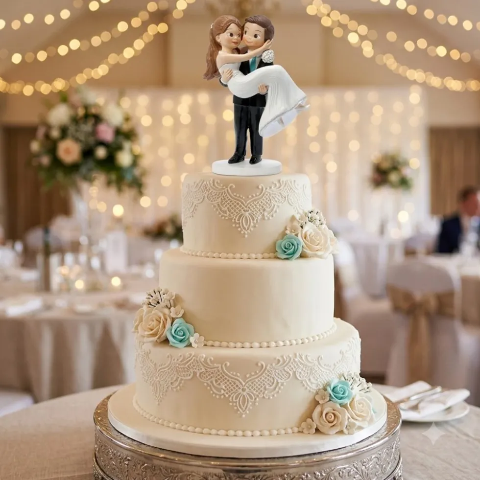 Figura para Tarta de Boda Novio con Novia en Brazos 20 cm - Mopec