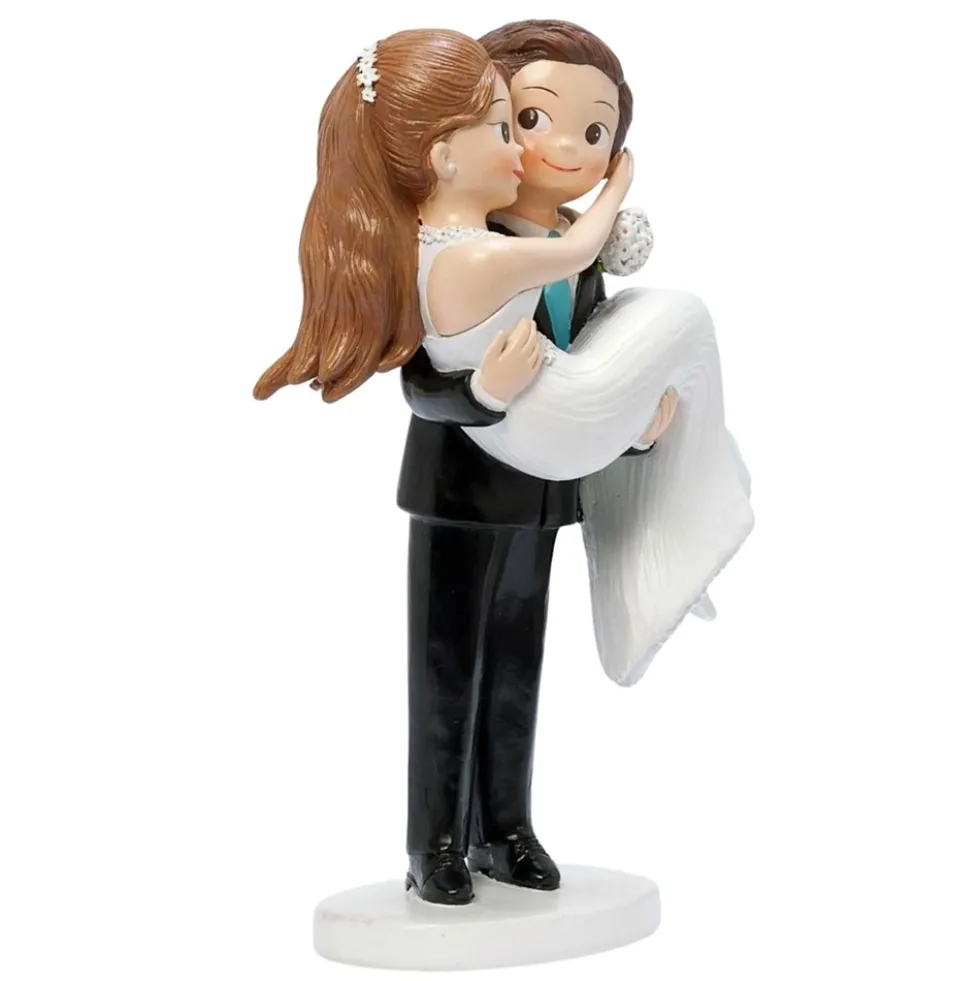 Figura para Tarta de Boda Novio con Novia en Brazos 20 cm - Mopec