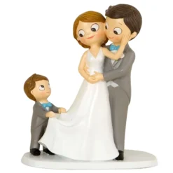 Figura para Tarta de Boda Novio y Novia con Niño 21,5 cm - Mopec