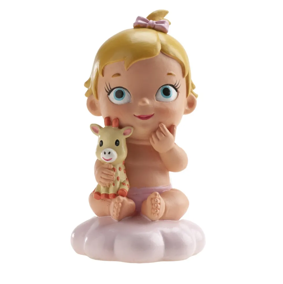 Figura para tarta niña bautizo con Jirafa