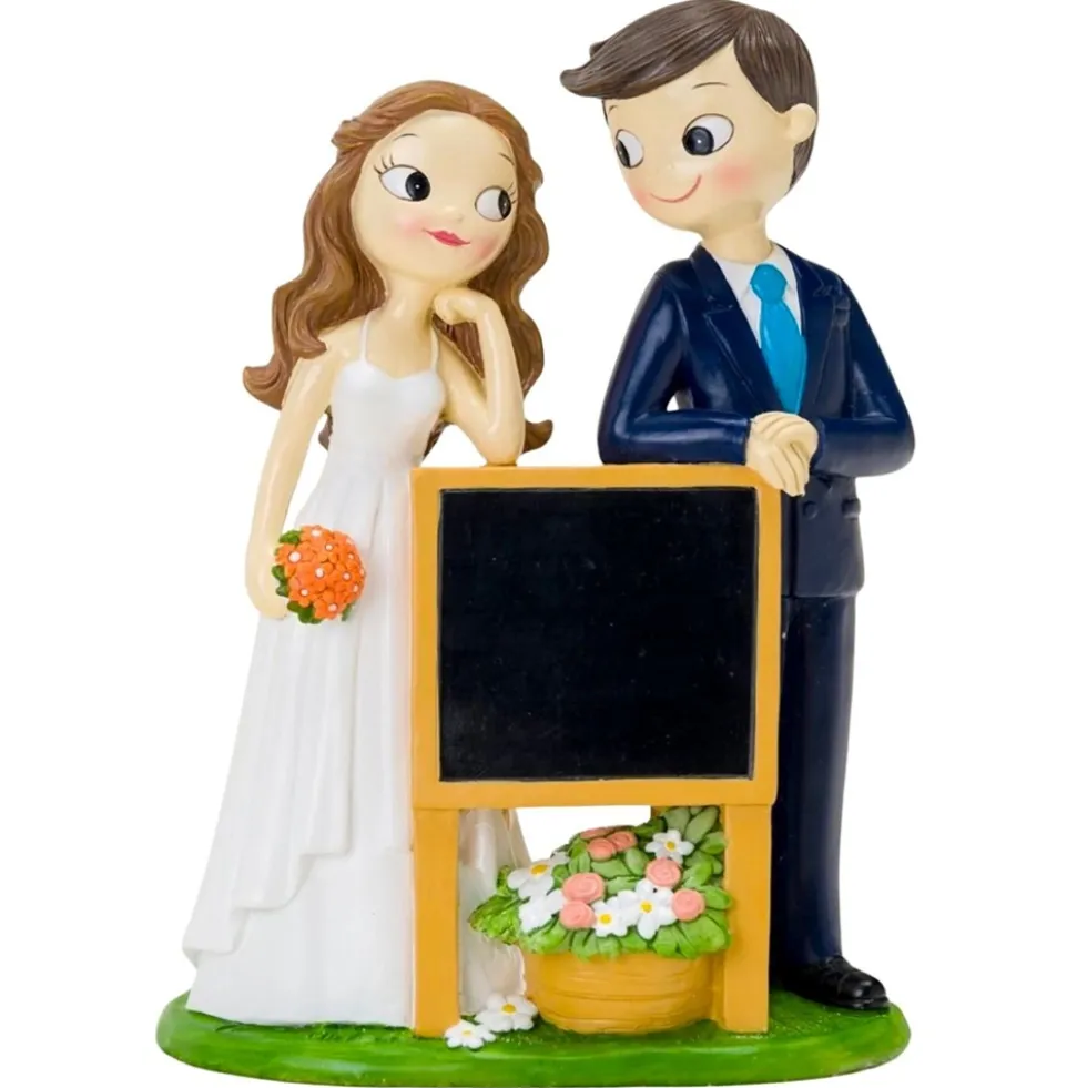Figura para Tarta Novio y Novia con Pizarra Personalizable 21 cm - Mopec