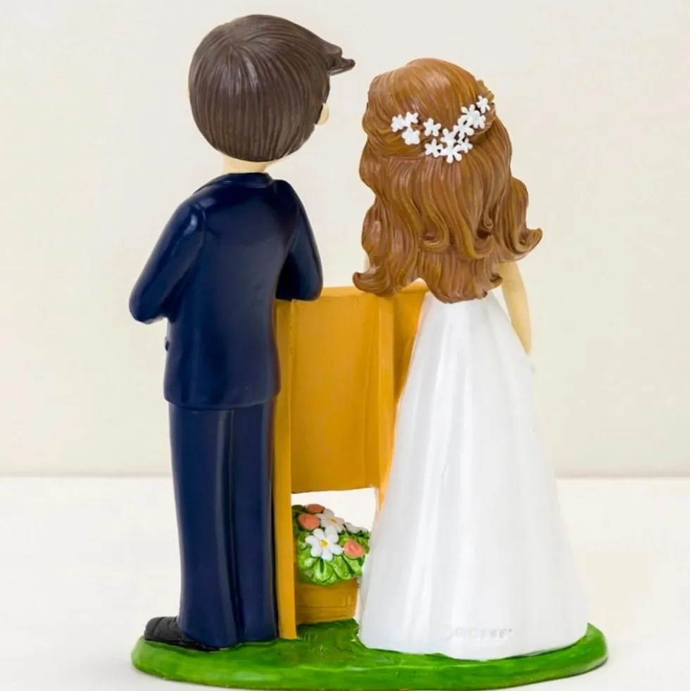 Figura para Tarta Novio y Novia con Pizarra Personalizable 21 cm - Mopec