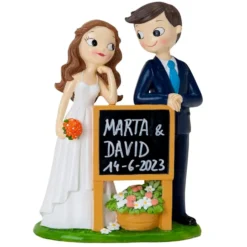 Figura para Tarta Novio y Novia con Pizarra Personalizable 21 cm - Mopec