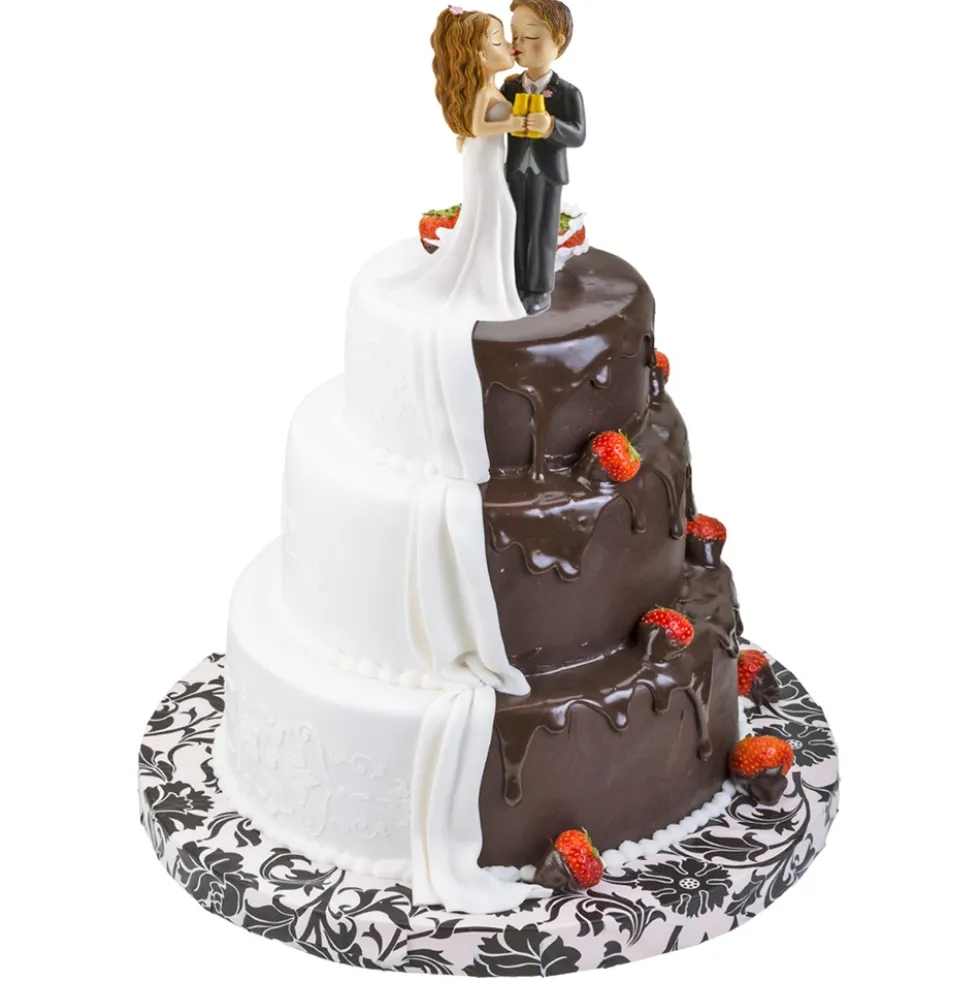 Figura para Tarta Pareja de Boda con Copa y Beso 16 cm