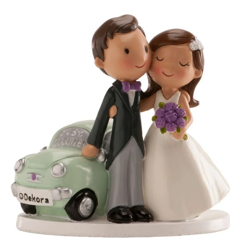 Figura Pareja de Boda con Coche 12 cm