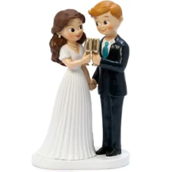 Figura Tarta de Boda Novio Rubio y Novia Brindando 19,5 cm - Mopec