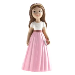 Figura para Tarta Comunión Niña Falda Rosa 16 cm