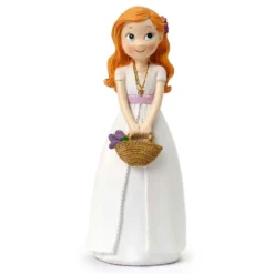 Figura para Tarta de Comunión Niña con Cesto de Flores 15 cm