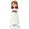Figura para Tarta de Comunión Niña con Vestido Blanco y Biblia 13 cm