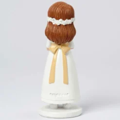 Figura para Tarta de Comunión Niña con Vestido Blanco y Biblia 13 cm
