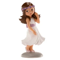 Figura para Tarta Niña Comunión Lazo Violeta