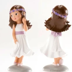 Figura para Tarta Niña Comunión Lazo Violeta