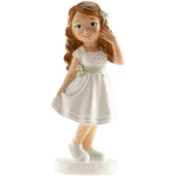 Figura para Tarta Niña Comunión con Flores 15 cm