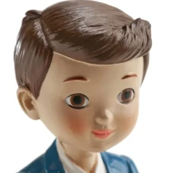 Figura Tarta Comunión Niño con Traje Azul y Rosario