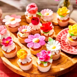 Flores de Papel de Oblea Frangipanis y Hojas 15 ud - Funcakes
