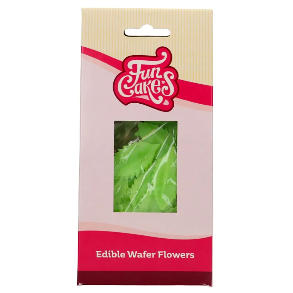 Flores de Papel de Oblea Hojas Verdes 50 ud - Funcakes