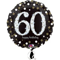 Globo 60 Cumpleaños Negro y Oro 45cm
