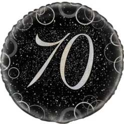 Globo 70 Cumpleaños Negro y Plata 45cm