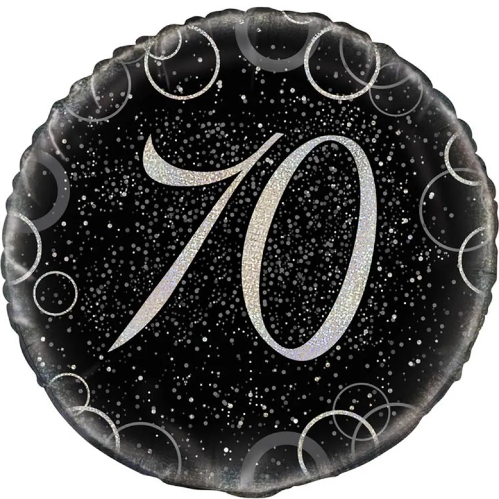 Globo 70 Cumpleaños Negro y Plata 45cm