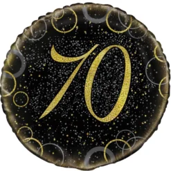 Globo 70 Cumpleaños Negro y Oro 45cm