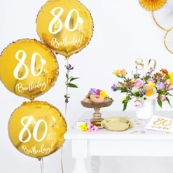Globo Foil 80 Cumpleaños Dorado 45 cm