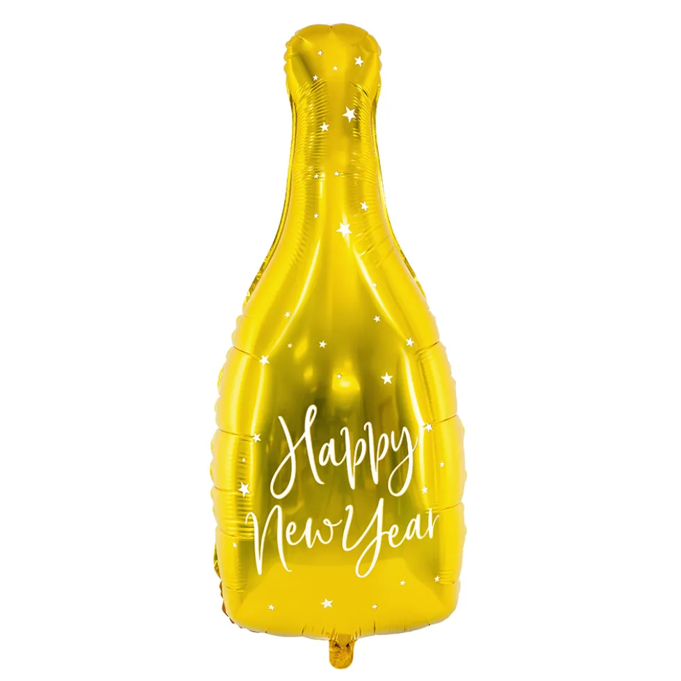Globo Foil Botella Happy New Year Dorado 82 cm