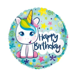 Globo Foil Happy Birthday Unicornio 45 cm