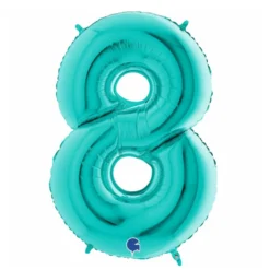 Globo Foil Número 8 Azul Turquesa 1 Metro