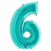 Globo Foil Número 6 Azul Turquesa 1 Metro
