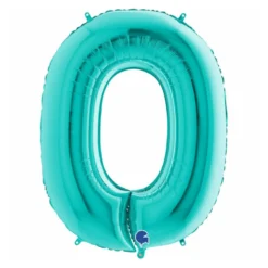 Globo Foil Número 0 Azul Turquesa 1 Metro