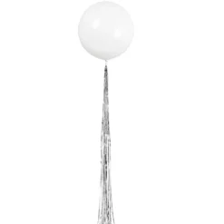 Globo Blanco con Borla Plateada 60cm