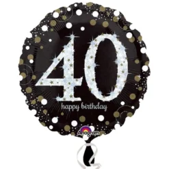 Globo 40 Cumpleaños Negro y Oro 45cm