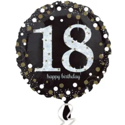 Globo 18 Cumpleaños Negro y Oro 45cm
